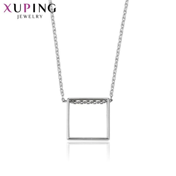 

xuping vintage simple square shaped necklace rhodium plated jewelry for women thanksgiving gifts 43757, Silver