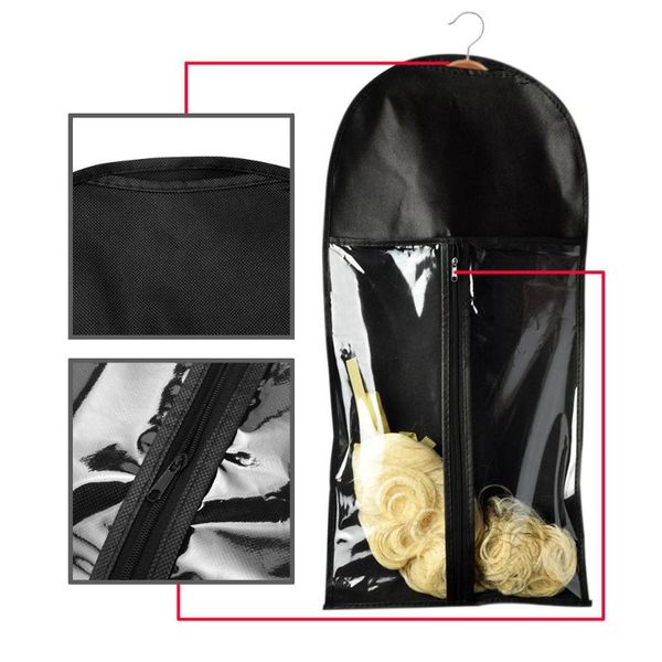 

hair wig extension carrier beauty hair dust-proof bag durable women non-woven suit case bag zipper portable hook pouch