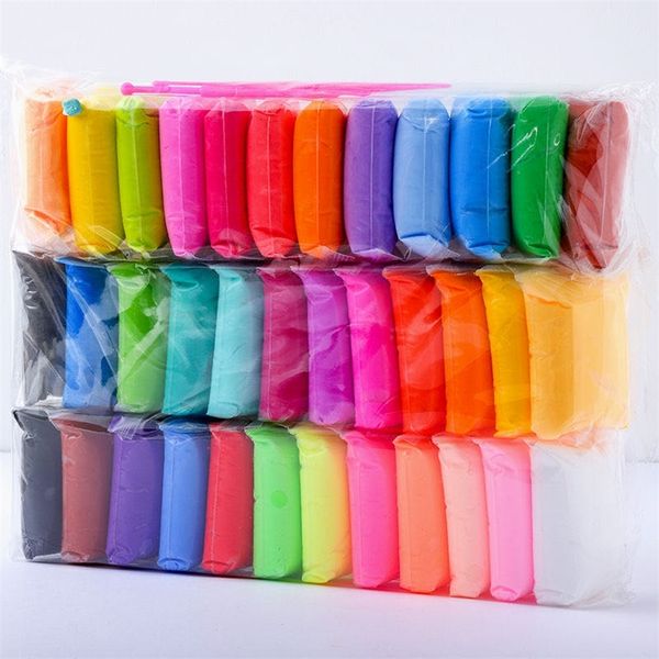 36 colori / Set Soft Air Dry Clay Polymer Plasticine Fai da te Fluffy Slimed Toys Handmade Kids Early Educational Toys Regalo di Natale 201226