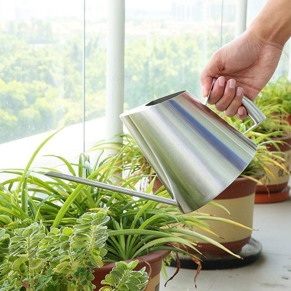 

сад антикоррозионные из нержавеющей стали бытовых 400ml прочных царапин длинного рот инструменты лейка серебро с ручкой