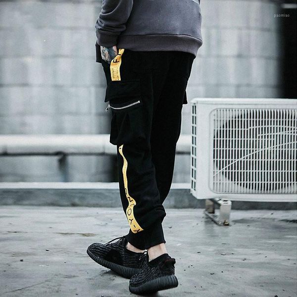 

thintenda 2020 fashion men striped patchwork harem pants mens hip hop printed casual joggers sweatpants trousers male streetwear1, Black