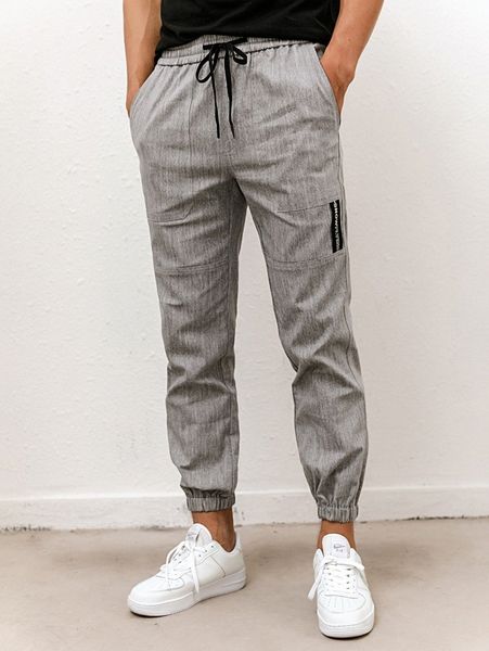 

men letter tape slant pocket sweatpants z2hh#, Black