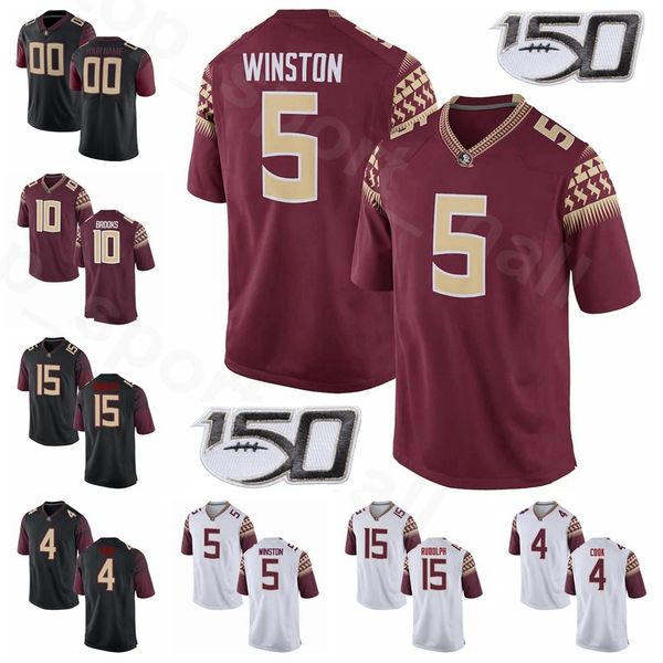 

ncaa college football штата флорида семинолов 4 dalvin кук джерси 5 джеймис уинстон 15 travis rudolph 10 деррик брукс 43 питер уоррик, Black