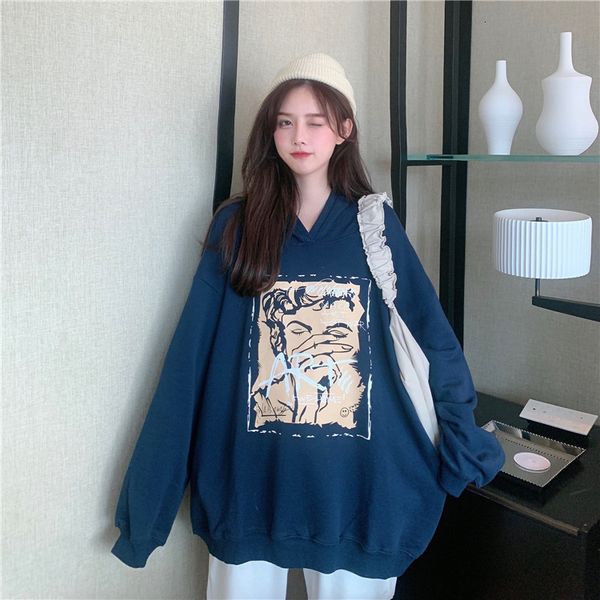 

2021 new leisure printed harajuku sweatshirt kawaii style women hoodies winter plus size female puller k7it, Black