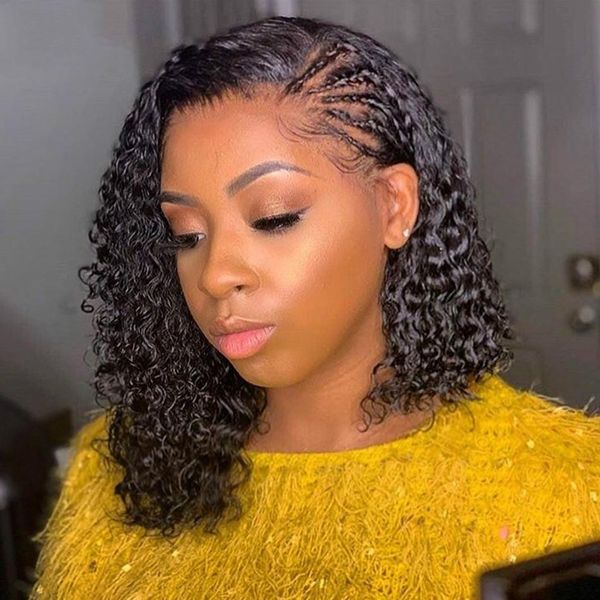 

pixie cut короткие hd фронта шнурка для женщин фронта шнурка человеческих волос парики человеческих волос curly парик шнурка remy закрытие п, Black;brown