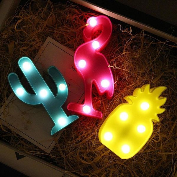 

3d cartoon flamingo cactus pineapple shape led night light lamp christmas decor buy more discounts gift