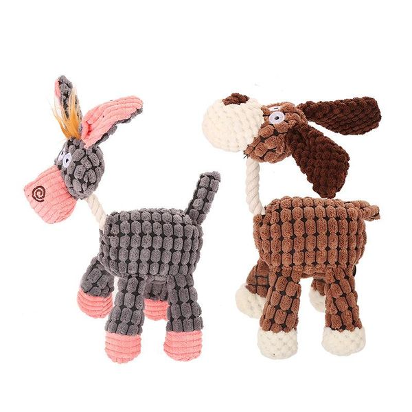 

3 colors donkey shape dog chew sound toy for small dogs plush squeaky puppy bite resistant animal pets supplies