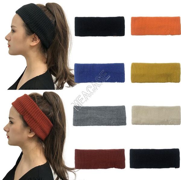 

solid crochet knit sport headband hairbands winter knitting hair wrap stretch bands empty hat beanie snapback caps headwear102708, Silver