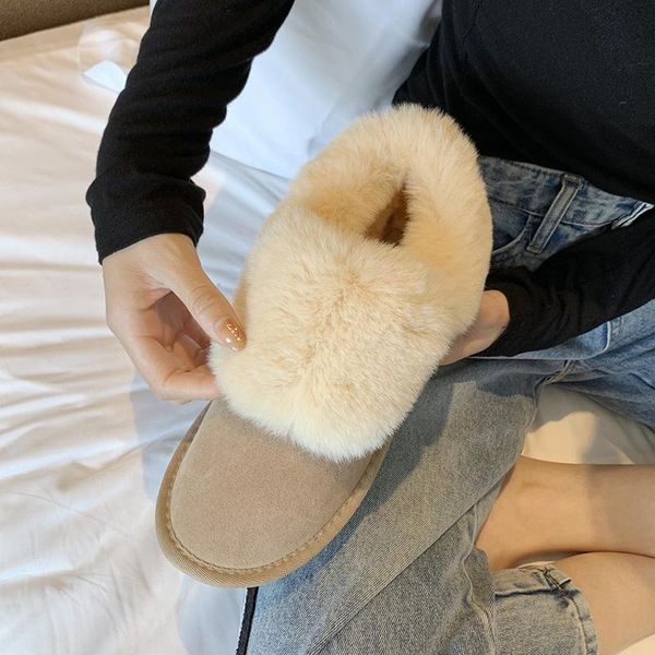 

rimocy women thicken warm winter snow boots side zipper faux fur plush shoes woman comfortable cotton padded shoes female botas, Black