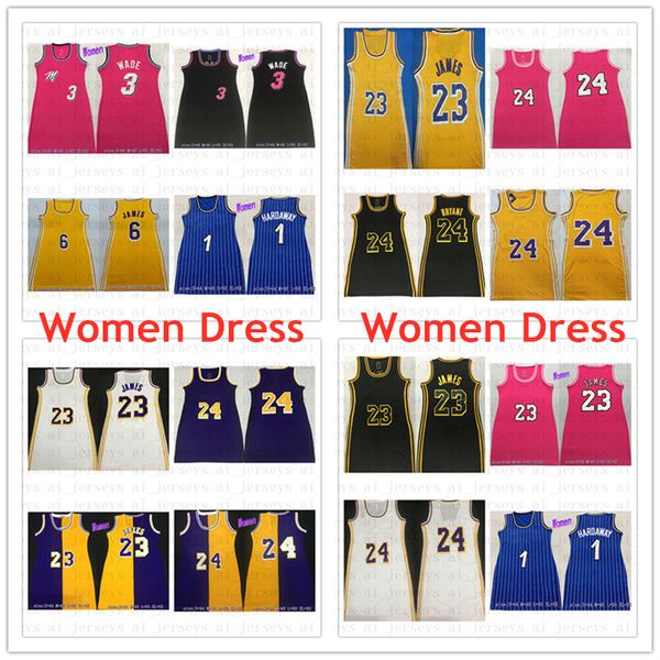 Frauen kleiden Basketball 6 23 LBJ 24 Black Mamba 3 Wade genähte Trikots Fabrik Großhandel Hochwertige S-XL