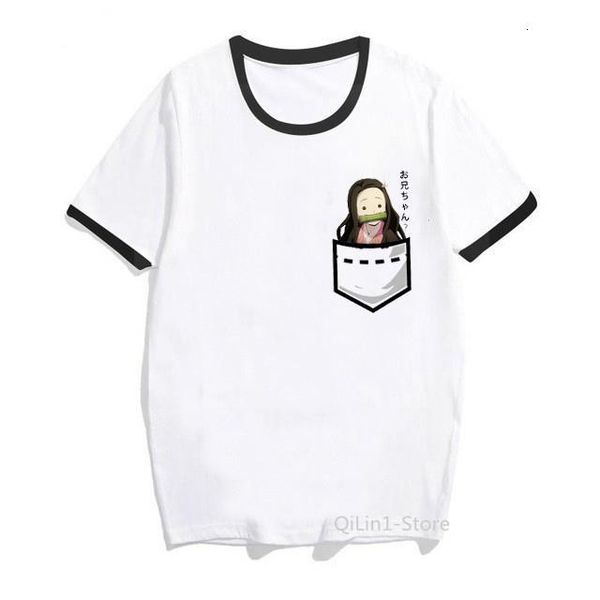 

2020 горячая распродажа slayer мультфильм pocket print t рубашка женщины vogue смешные аниме футболки femme kawaii одежда женская футболка t, White