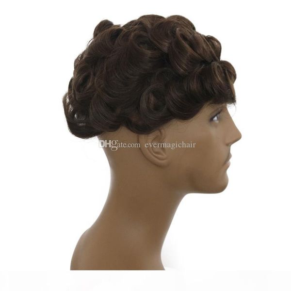 

selling brown #4 color toupee for men silicone lace hair pieces brazilian virgin human hair replacement, Black;brown