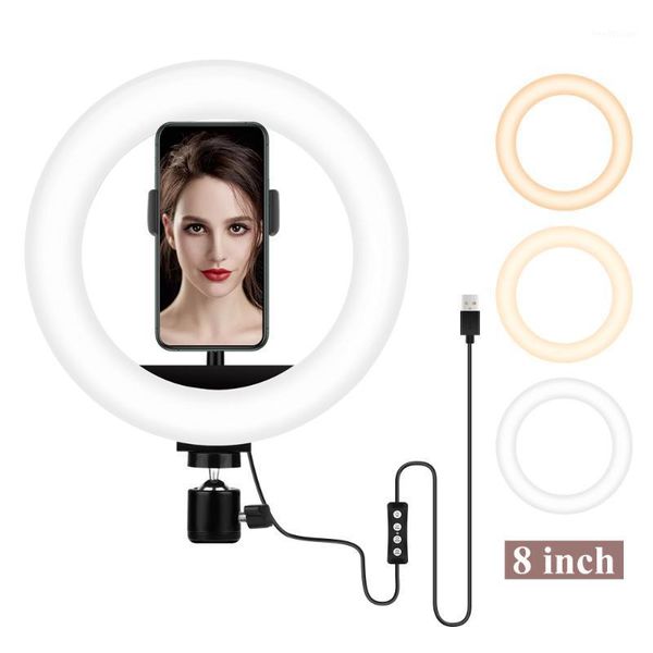 

8" ring light dimmable led selfie ring lights usb plug for youtube for tik tok live streaming makeup pgraphy with phone clip1