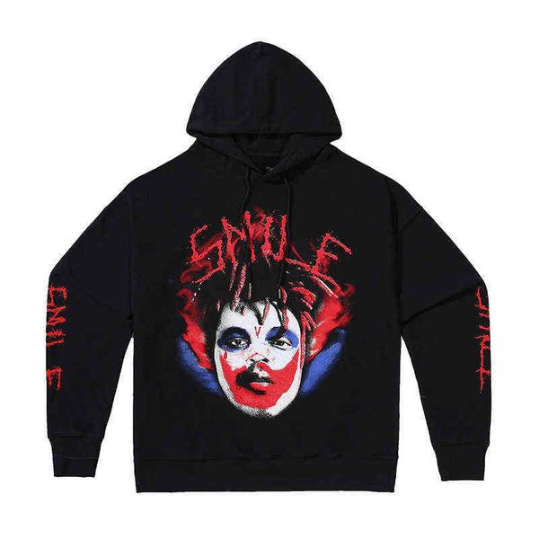 

big clown v fashion brand et men's hip hop hoodie loose hooded sweater, Black