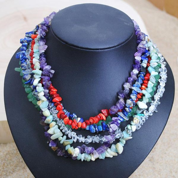 

рейки чакра природных камни камень choker ожерелье женщины сырой коралловые чипсы beads реальных амазониты аметисты кристалл ожерелье strand, Golden;silver