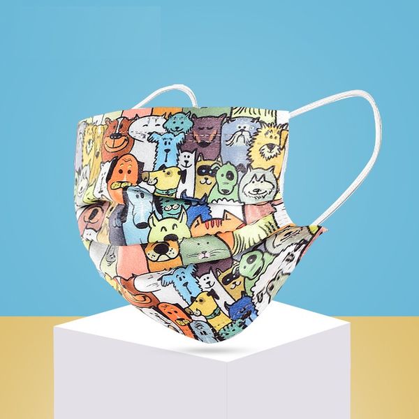 

new disposable children's printed masks three-layer dustproof breathable christmas pattern series cartoon masks meltblown non-woven mas