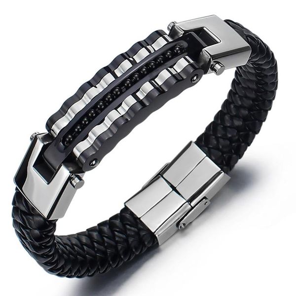 

men's bracelets woven pu bracelet fashion rock song special punk, Golden;silver