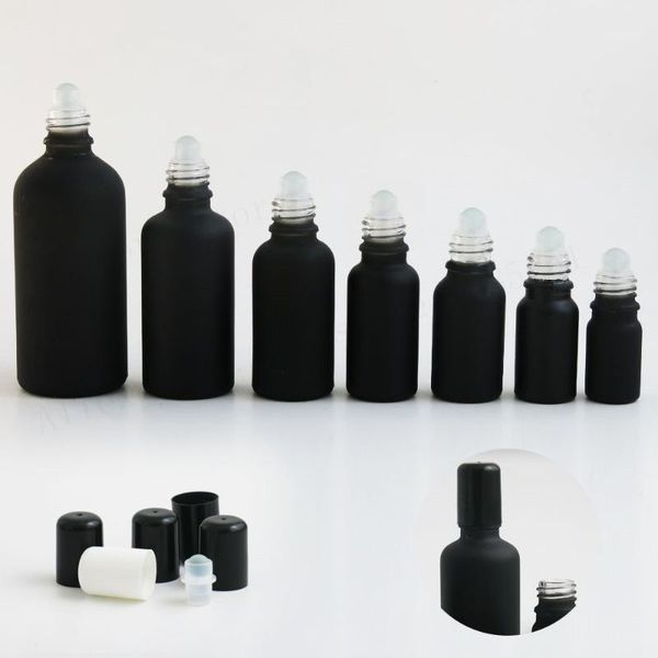 

20x 5ml 10ml 15ml 20ml 30ml 50ml 100ml matte black roll on roller bottle 1oz essential oil refillable small perfume glass bottle1