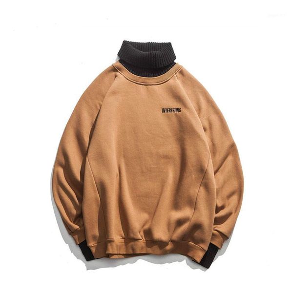 

zogaa western style turtleneck simple letter embroidery pullovers men sweaters winter high street man casual fashionable sweater1, White;black