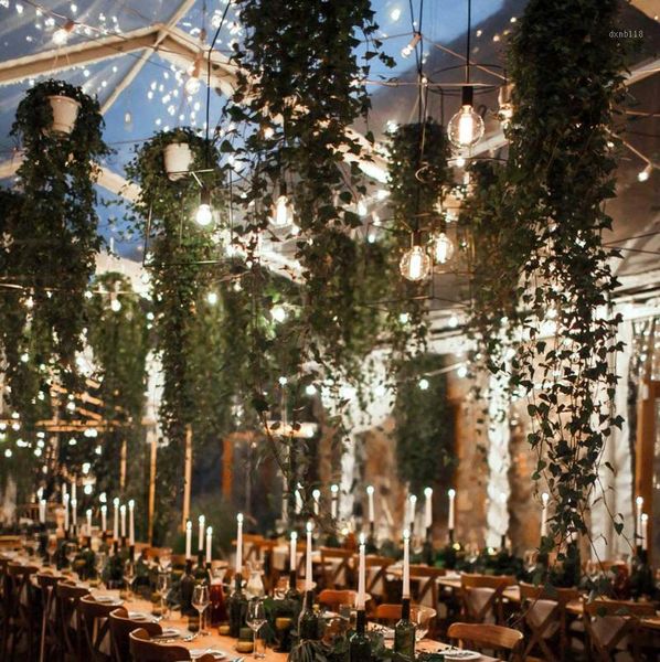 

12 artificial plants led ivy garland foliage green leaves fake hanging vine plant flowers wedding party garden wall decor1