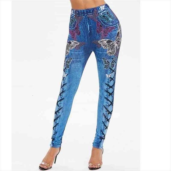 

butterfly printed push up seamless high waist warm jeans leggings women jeggings pants leggins stretch well, Black
