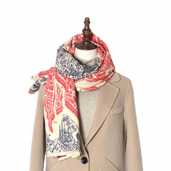 

2021 new brand winter women cashmere warm pashmina lady horse scarves thick soft shawls wraps 33k8, Blue;gray
