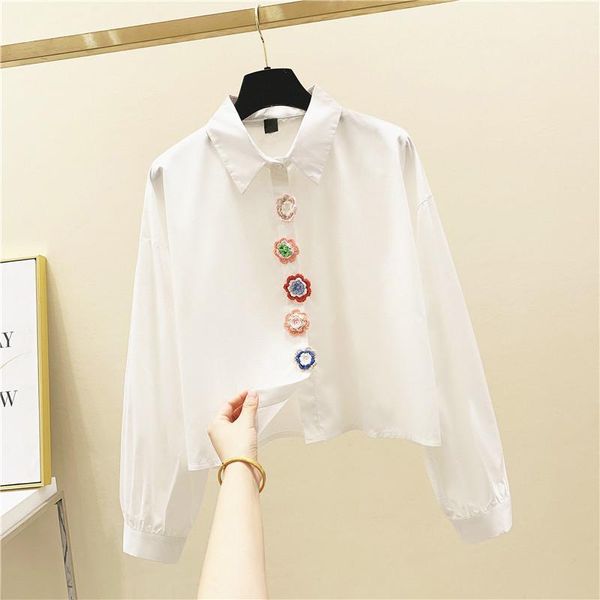 

color button personality long-sleeve shirt women's shirt shirts female ladies 2020 spring fashion white blouse blusa feminina1