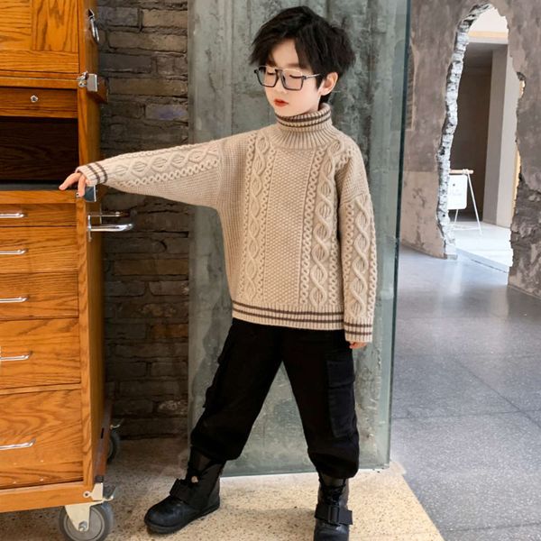 

pullover autumn wear thickened boys' sweater winter 2020 new cuhk children's korean sle high collar, Blue
