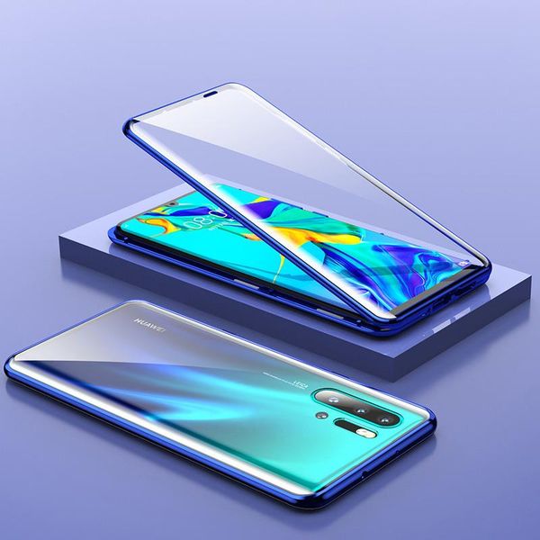 

magnetic adsorption metal case for huaweip30 p40 p20 mate40 20 30 lite pro p40e double sided glass magnet case for honor10 30 h jllymk