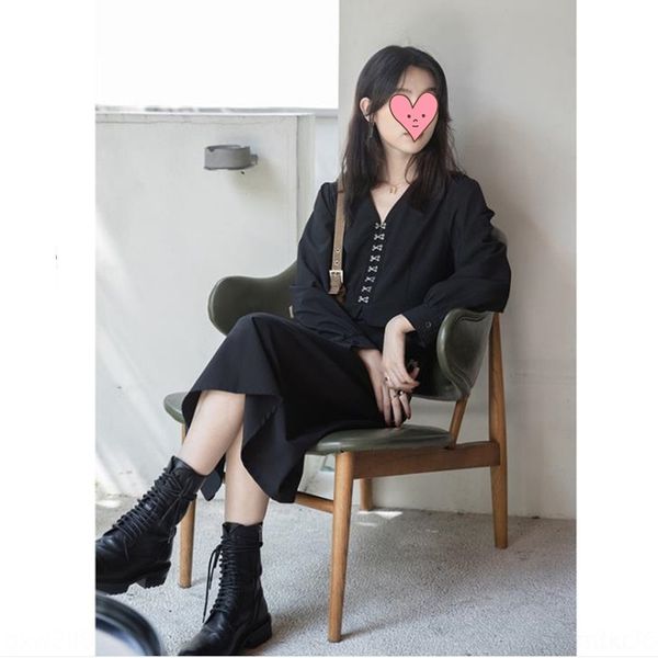 

xjxwh свет и созревает смысл небольшого количество стиля dresswomen х лет осень черные 2020 новое формальное дизайн хепберн мало платья плат, Black;gray