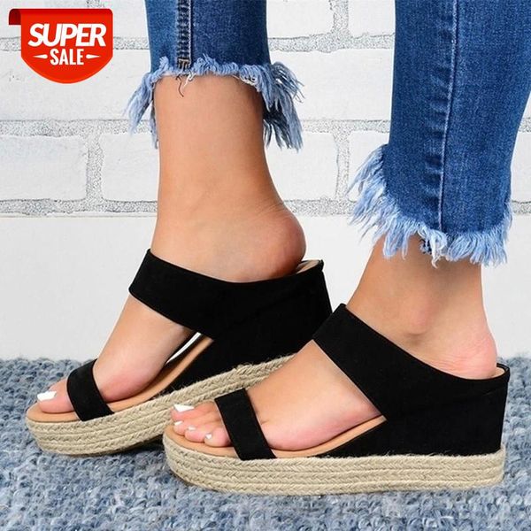 

mcckle women's summer retro wedge sandals ladies hemp slides causal comfortable slippers woman soft pu leather female shoes 2020 #og2l, Black