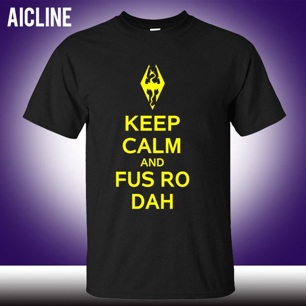 

keep calm and fus ro dah skyrim men's letter printed o neck fashion summer short casual sport hooded sweatshirt hoodie men t shirt