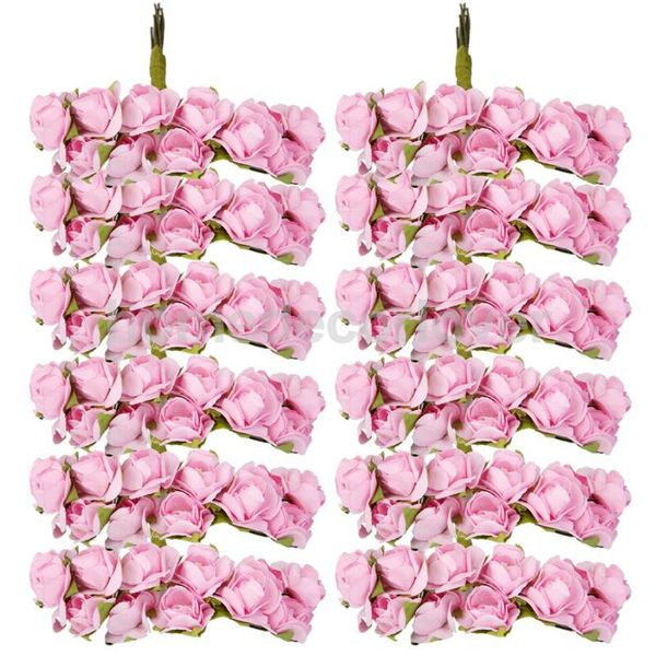 

decorative flowers & wreaths 144pcs light pink artificial mini paper rose flower buds bouquet party decor