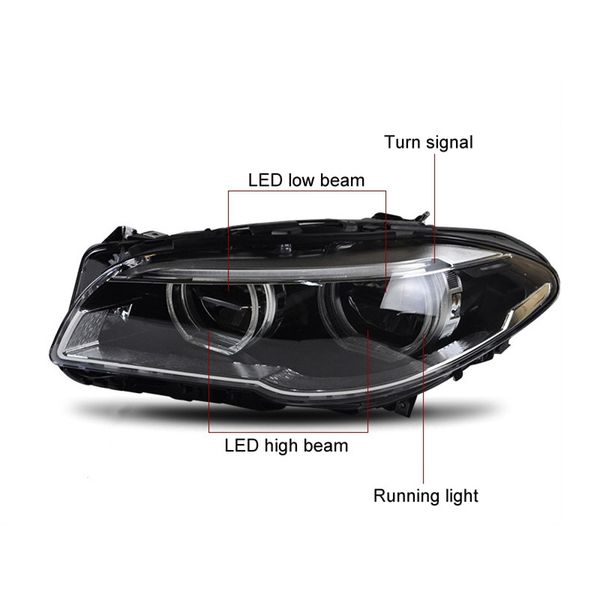 Peças de carro conjunto de faróis led para bmw f10 f18 520i 525i 530i 535i drl sinal de volta farol de lente de feixe alto 2010-162616