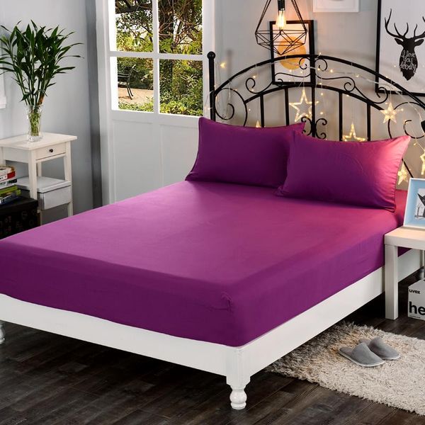 

1pc 100% polyester solid fitted sheet mattress cover sheet four corners with elastic band can be customized