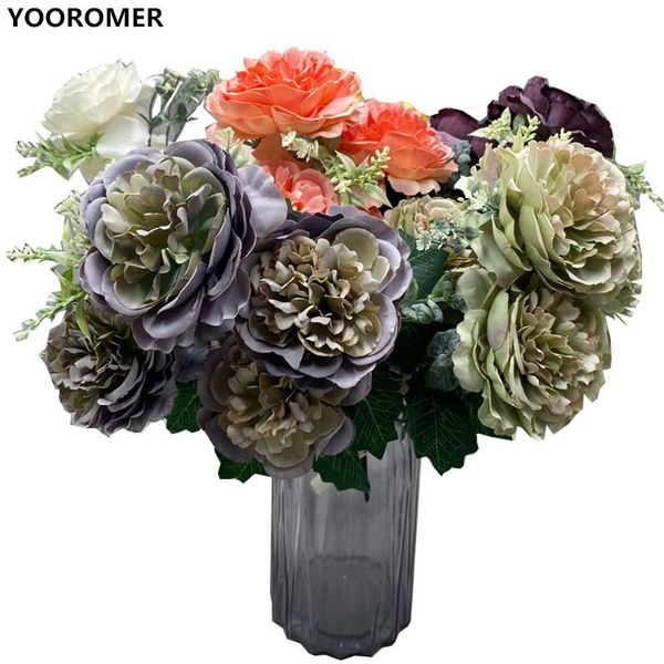 

yooromer 5 heads peony bouquet 8cm peony head flower silk artificial rose wedding home decoration family diy craft
