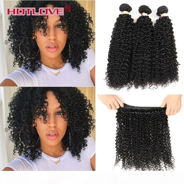

ove unprocessed indian virgin double weft human kinky curly 4 3 bundles deal india curly wavy 100g grade 8a good quality, Black