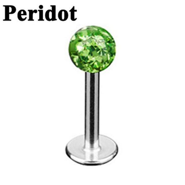 

1pc surgical steel crystal labret lip stud colorful ferido ball epoxy cz gem ball ear cartilage tragus piercing stud earring 16g q bbygte, Silver