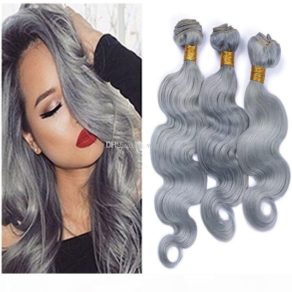 

9a gray brazilian virgin hair body wave wavy extensions sliver grey hair weaving 3 bundle deals unprocessed virgin human hair wefts, Black;brown
