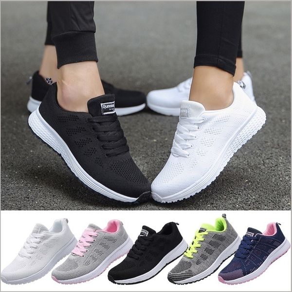 

women casual trainers basket fashion flat vulcanize shoes fly weave air mesh sneakers black white non slip footwear breathable 1020