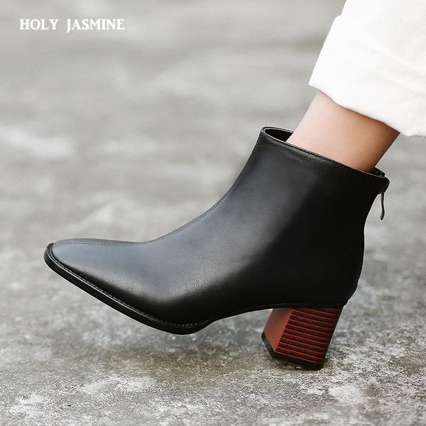

women boots woman genuine leather cow leather europe and the united states short boots fashion handmade classic ashion shoes, Black