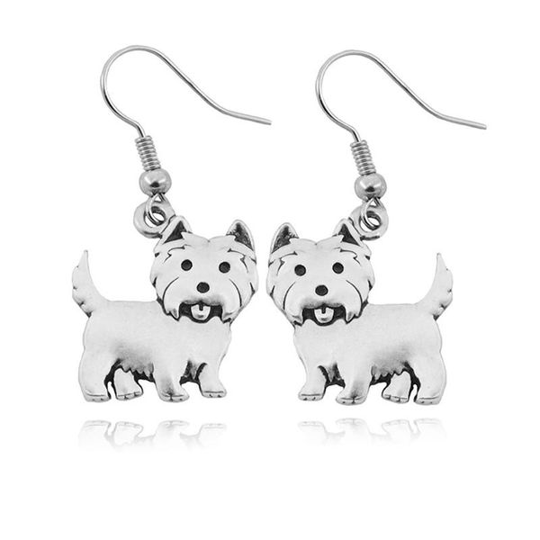 

dangle & chandelier vintage 3d westie dog earring pet charms big drop earrings for women brincos boho earings fashion jewelry pendientes muj, Silver