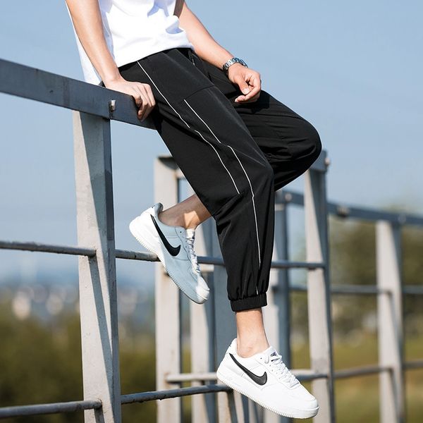 

summer thin ice silk casual casual sports sports pantspants trend fast drying loose legged men's capris men's pants nnucr, Blue