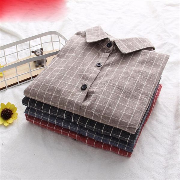 

autumn new womens plaid shirt brand cotton casual women long sleeve blouses feminina office ladies blouse blusas, White