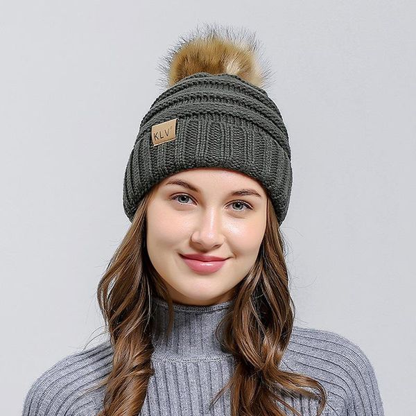 

winter warm knitted beanie hair ball solid warm beanies autumn women pom poms wool knitted beanies winter pompom cap, Blue;gray