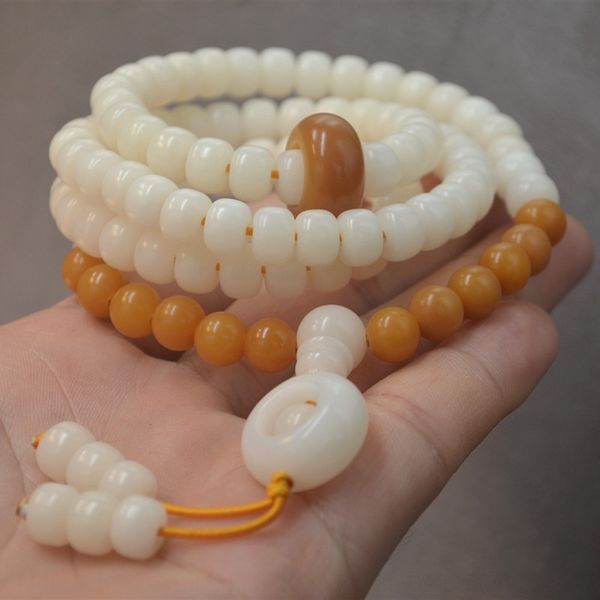 

r6hly spring festival craft 8 6mm barrel beads white bodhi root lgjaf circle man and woman multi 108 bodhi beads bracelet bracelet bracelet, Golden;silver