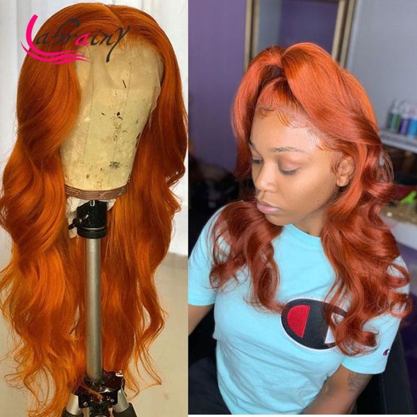 

lace wigs ginger 13x6 closure front orange hd frontal human hair pre plucked baby wig boday wave glueless bob, Black;brown