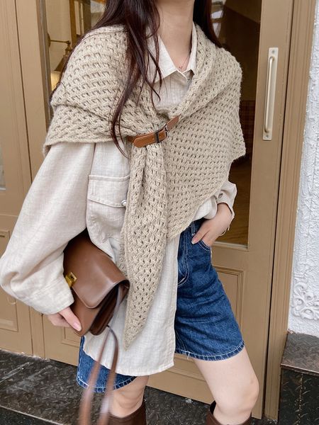 

vipknitted net red women triangle scarf winter shawl autumn wear fashion with skirt and wool cloak mvp, Blue;gray
