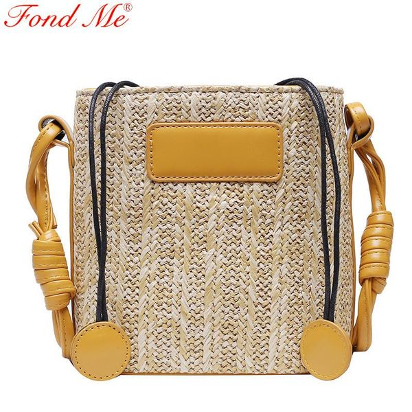 

new simple bucket single- shoulder bag for women casual simple crossbody straw bag