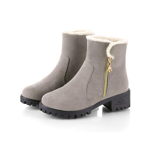 

yeddamavis boots gray side zipper warm snow boots winter womens shoes new korean wild women women shoes woman, Black